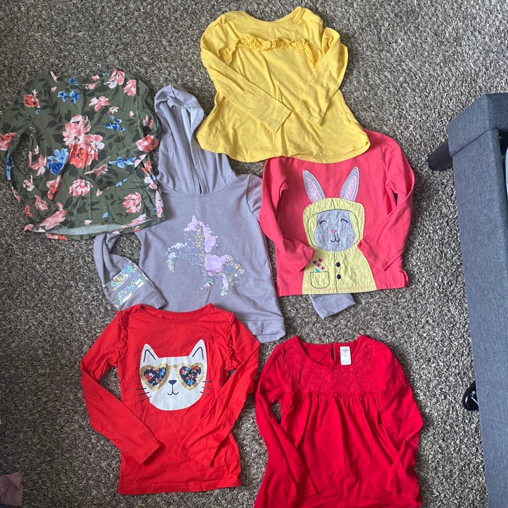 Size 5T assorted girls long sleeved tops